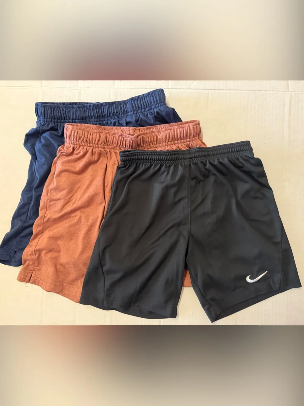 Nike Kids Black, Rust & Navy Athletic Shorts Trio